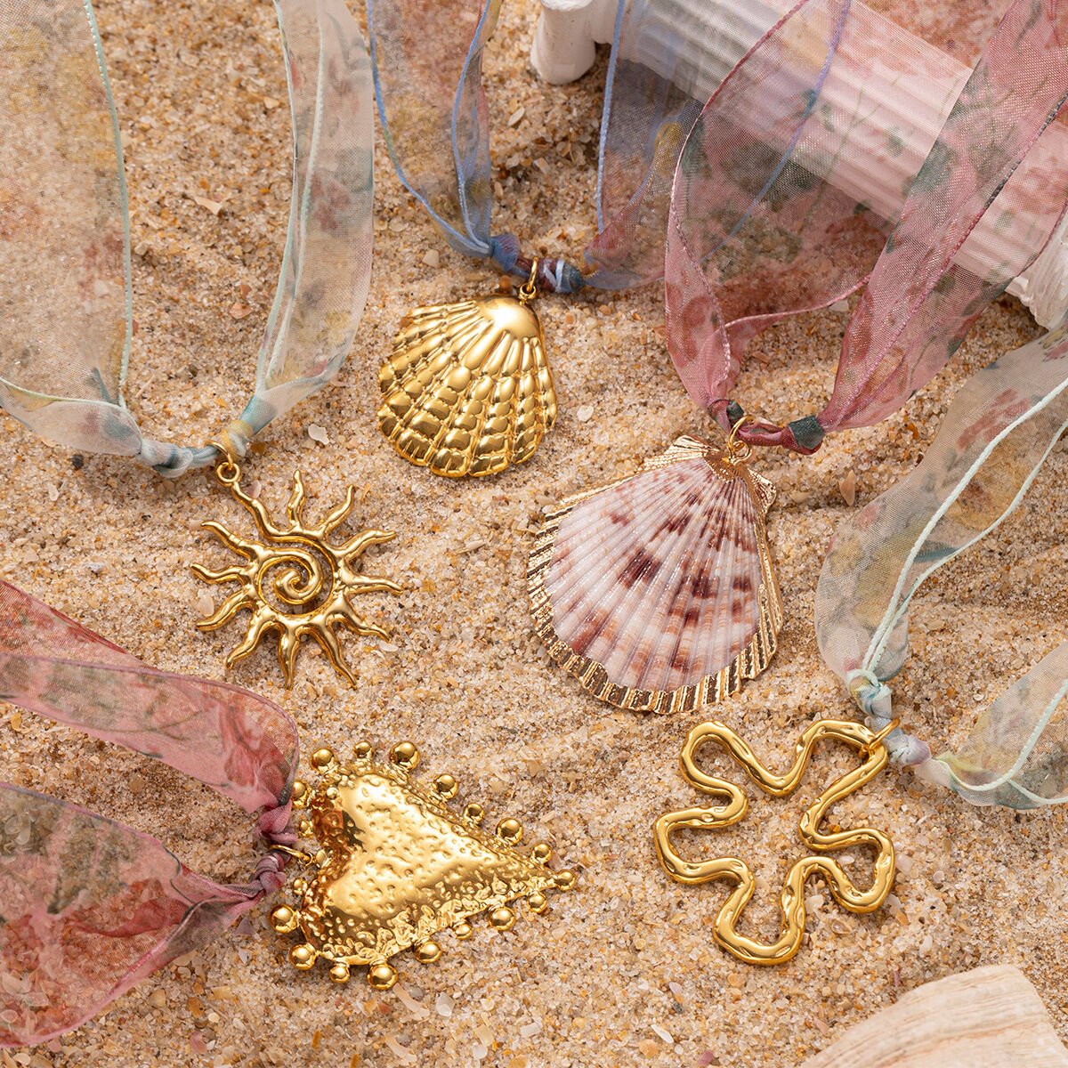 1 Piece Oceanic Stainless Steel Waterproof Gold Color Pendant Necklaces