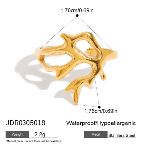 1 Piece Marine Organism Stainless Steel Waterproof Gold Color Statement Rings h5 Picture2