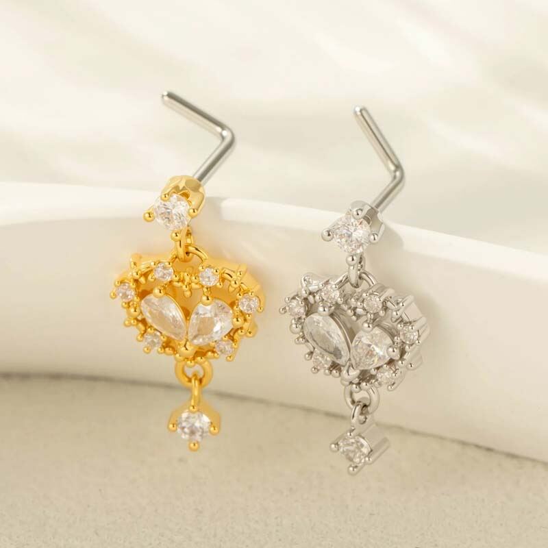 1 pezzo di orecchino a forma di cuore in zircone color oro e rame da donna