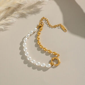 1 Piece Elegant Stainless Steel Waterproof Pearl Beaded Bracelet h5 Picture4