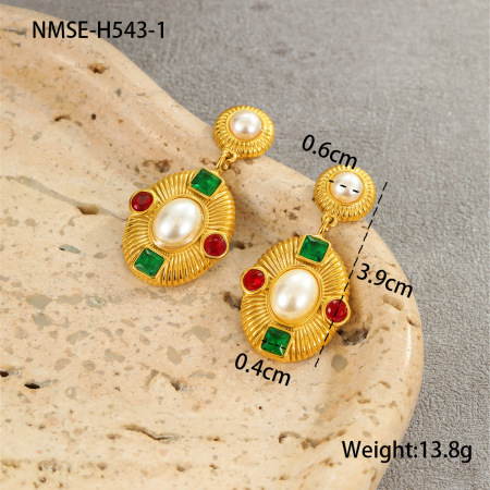 Luxurious Retro Geometric Stainless Steel Waterproof Women's Dangle Earrings