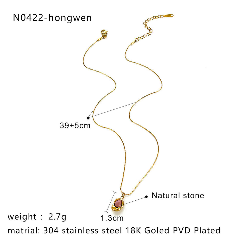 1 Piece Stainless Steel Waterproof Gold Color Natural Stone Pendant Necklace Picture2