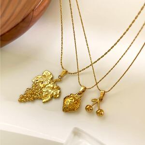 1 Piece Fruit Stainless Steel Waterproof Gold Color Pendant Necklace h5 Picture5