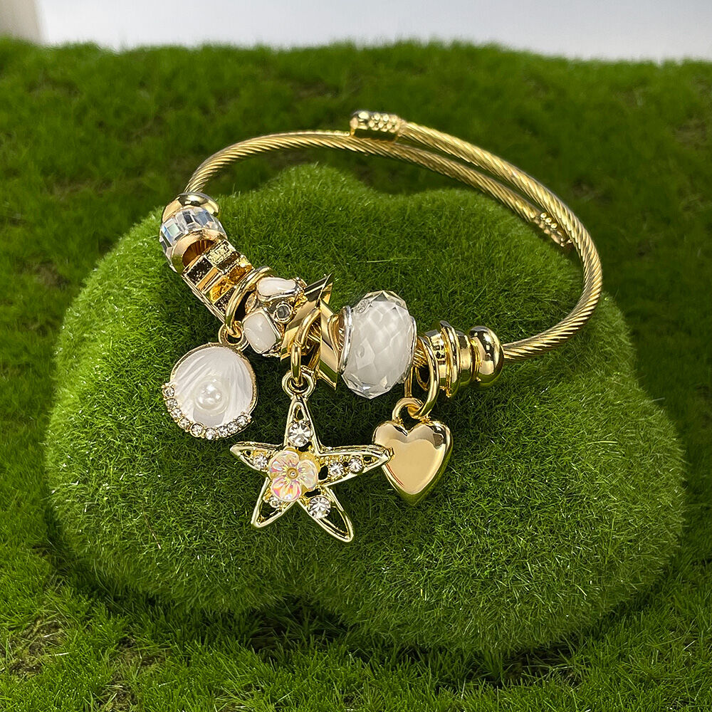 1 Piece Delicate Star Stainless Steel Waterproof Gold Color Women's Cuff Bracelets h5 Picture4