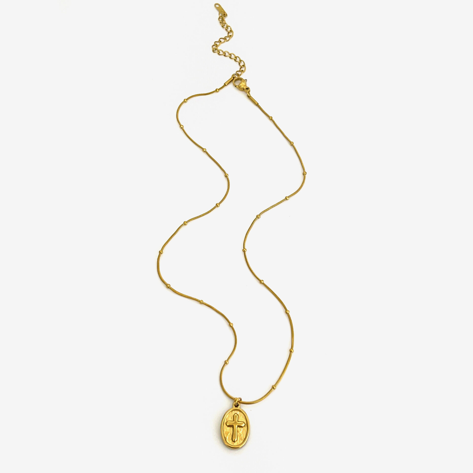 1 Piece Cross Stainless Steel Waterproof Gold Color Pendant Necklace 