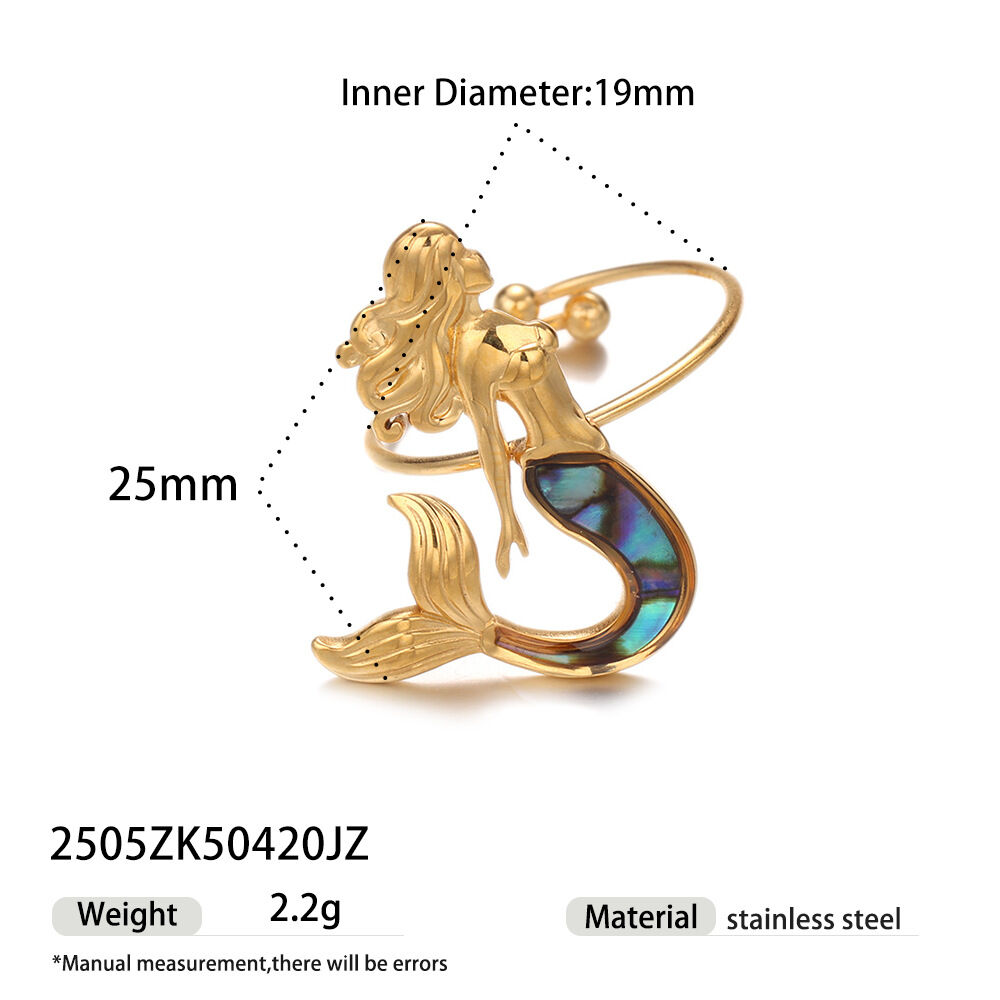 Mermaid Stainless Steel Waterproof Gold Color Earring Set