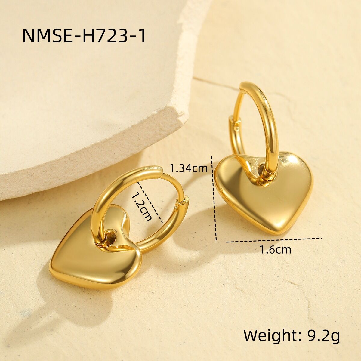 Nmse-H723-1 Gold Big Heart Earrings Picture9