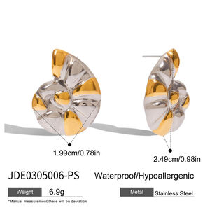 1 Pair Fashionable Shell Stainless Steel Waterproof Gold Color Women's Stud Earrings h5 Picture2
