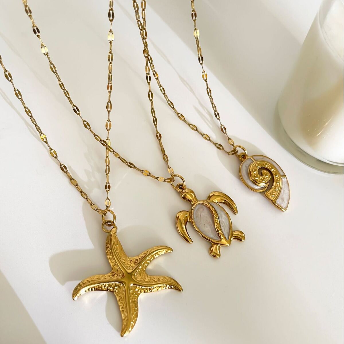 1 Piece Oceanic Stainless Steel Waterproof Gold Color Pendant Necklace Picture5