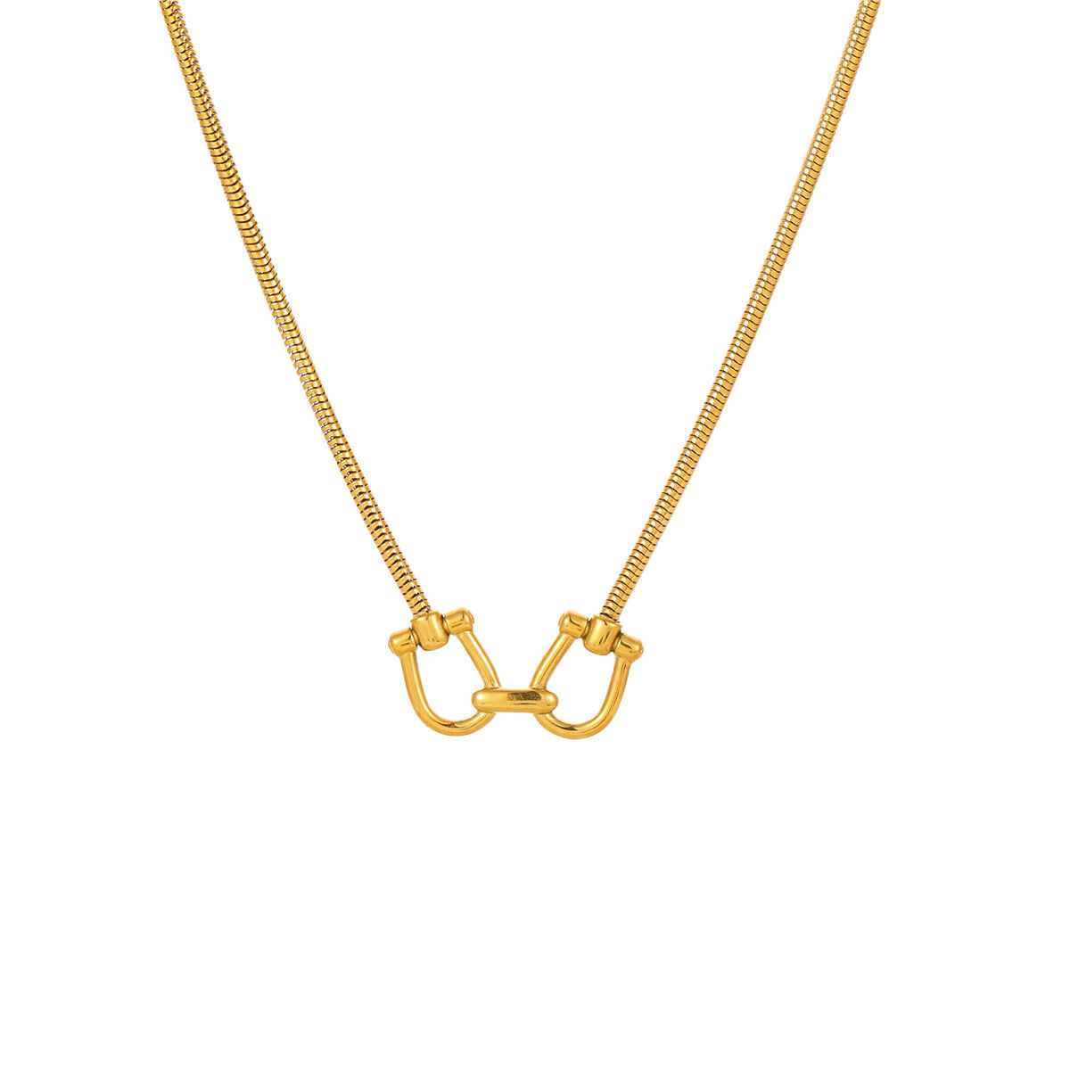 Collane con ciondolo geometrico in acciaio inossidabile impermeabile color oro da donna Immagine5
