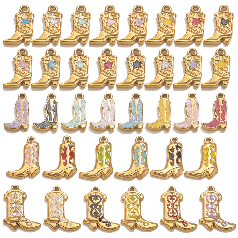 1 Piece DIY Colorful Boot Stainless Steel Waterproof Gold Color Women's Pendants h5Picture2