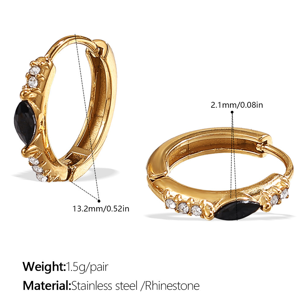 1 Pair Stainless Steel Waterproof Gold Color Hoop Earrings Picture2