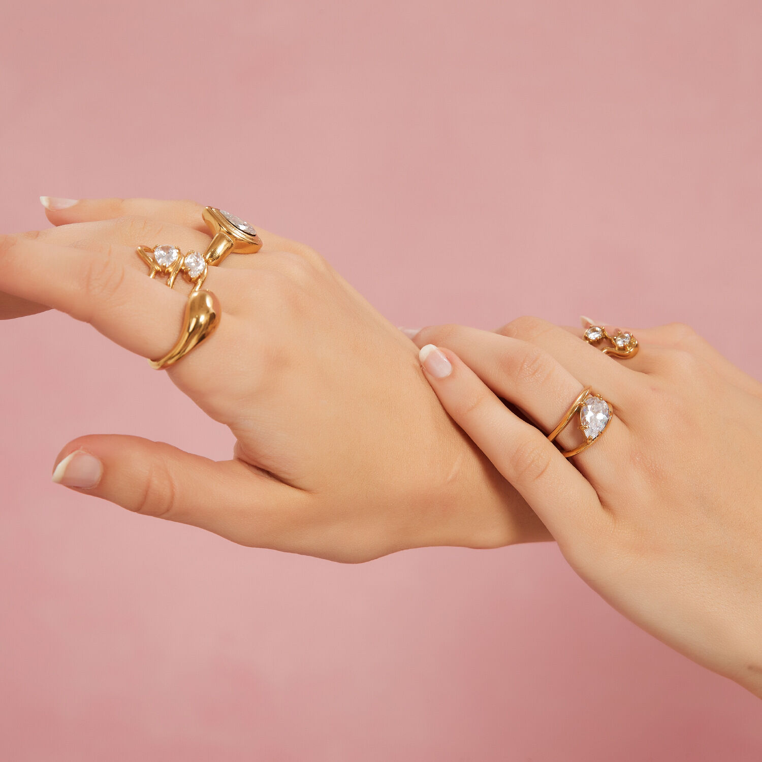 1 Piece Luxurious Series Sexy Geometric Stainless Steel Waterproof Gold Color Women's Gemstone Rings h5 Picture4