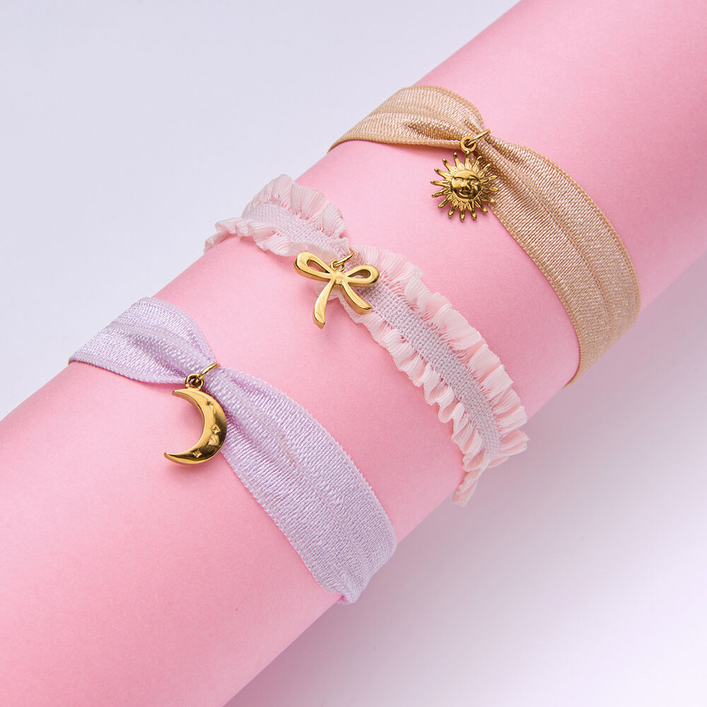 1 Piece Sweet Bowknot Stainless Steel Waterproof Gold Color Women's Charm Bracelets Picture2