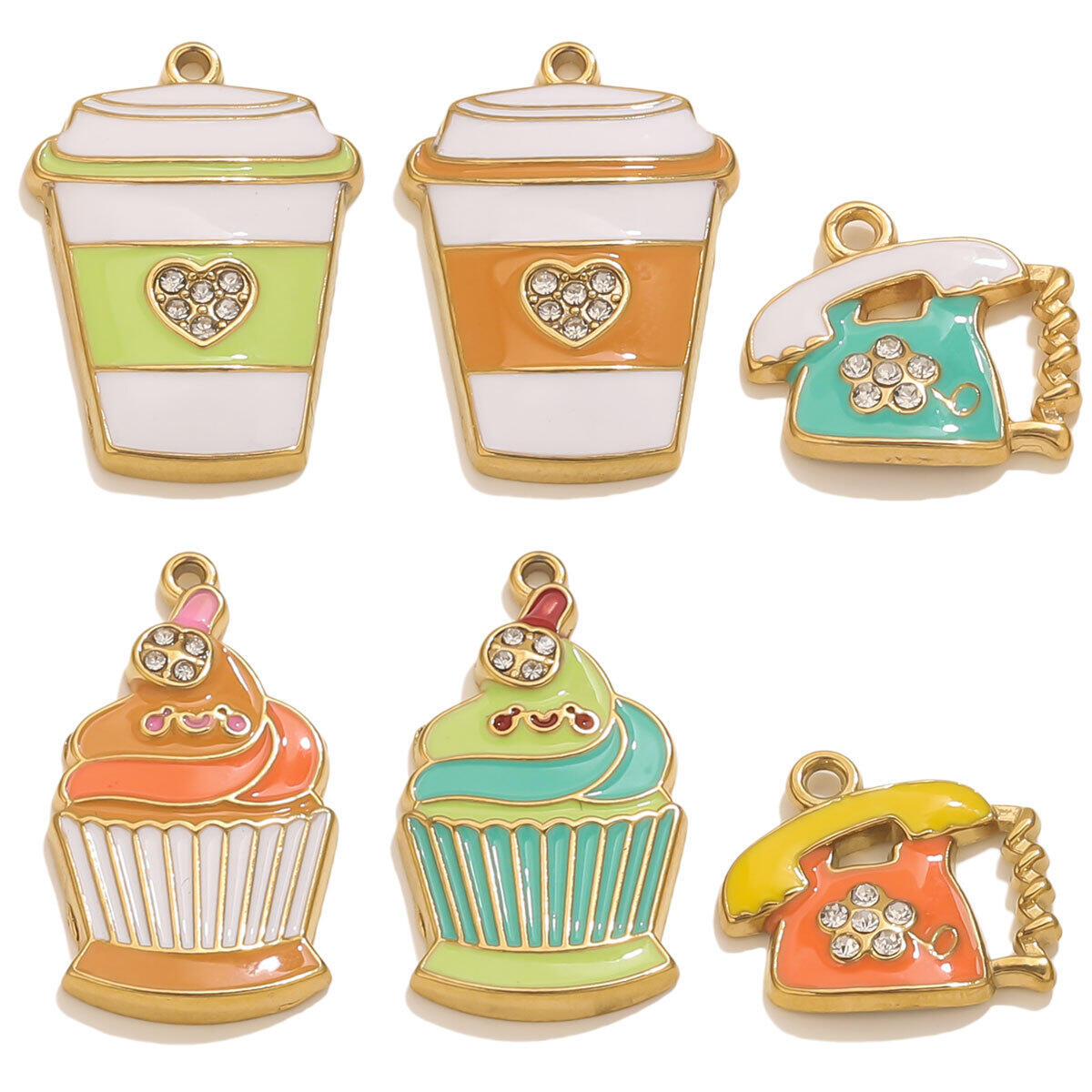 1 Piece Whimsical Cupcake Stainless Steel Waterproof Gold Color Women's Pendants h5 Picture5