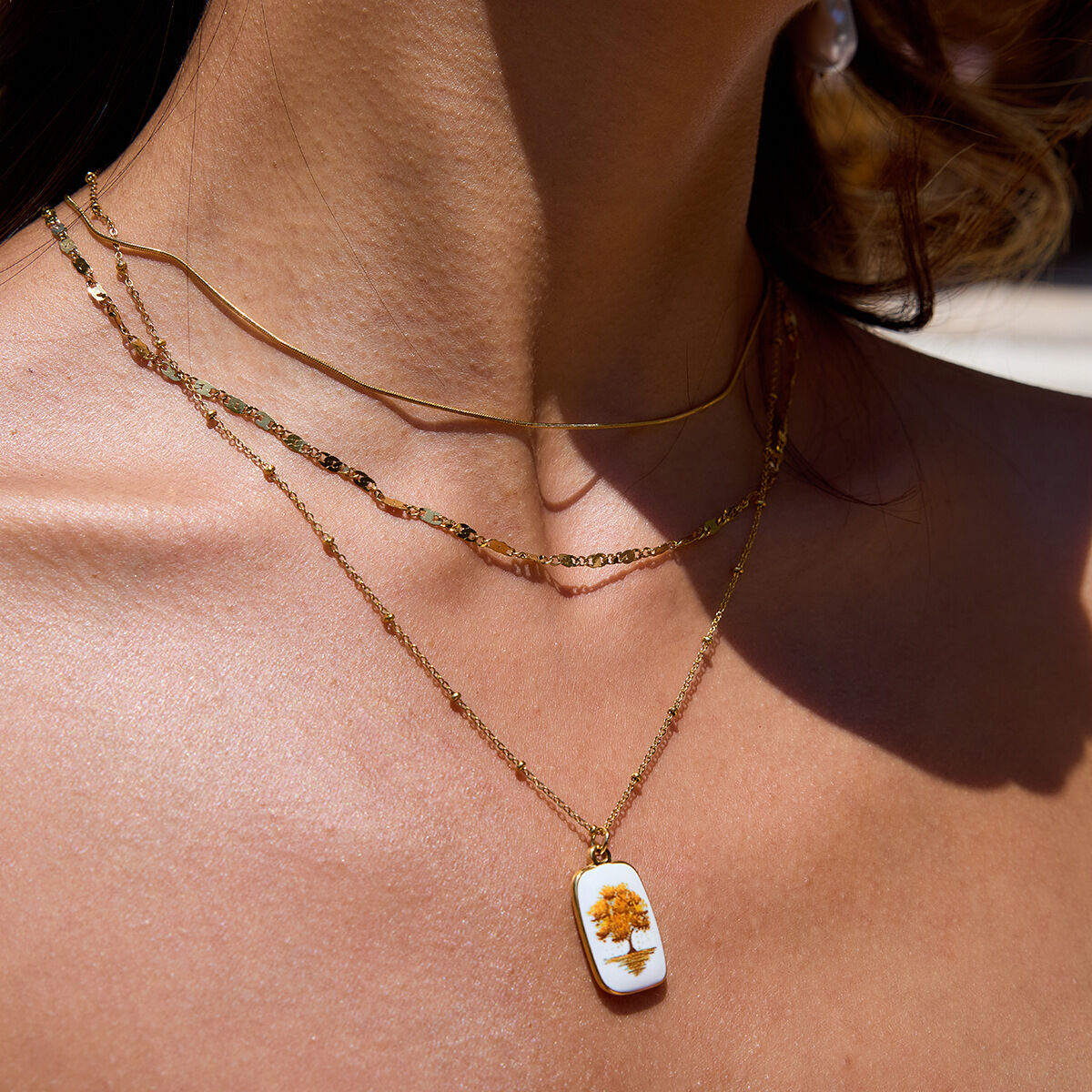 1 Piece Retro Tree Stainless Steel Waterproof Gold Color Women's Pendant Necklaces h5 Picture4
