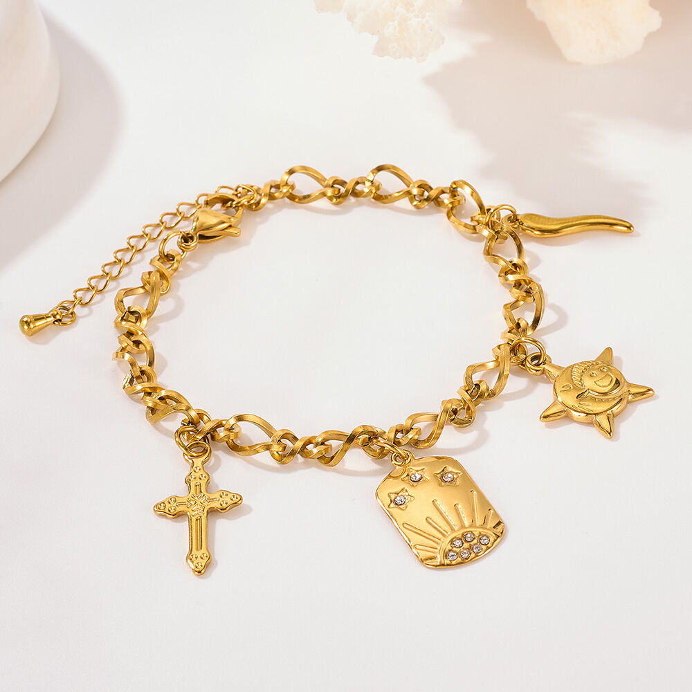 1 Piece Daily Fruits Stainless Steel Waterproof Gold Color Women's Charm Bracelets h5 Picture4