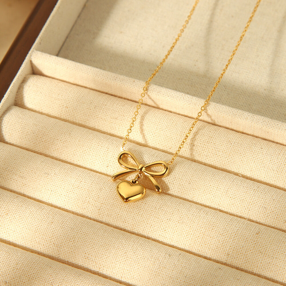 Sweet Heart Stainless Steel Waterproof  Gold Color  Women's Pendant Necklaces 2