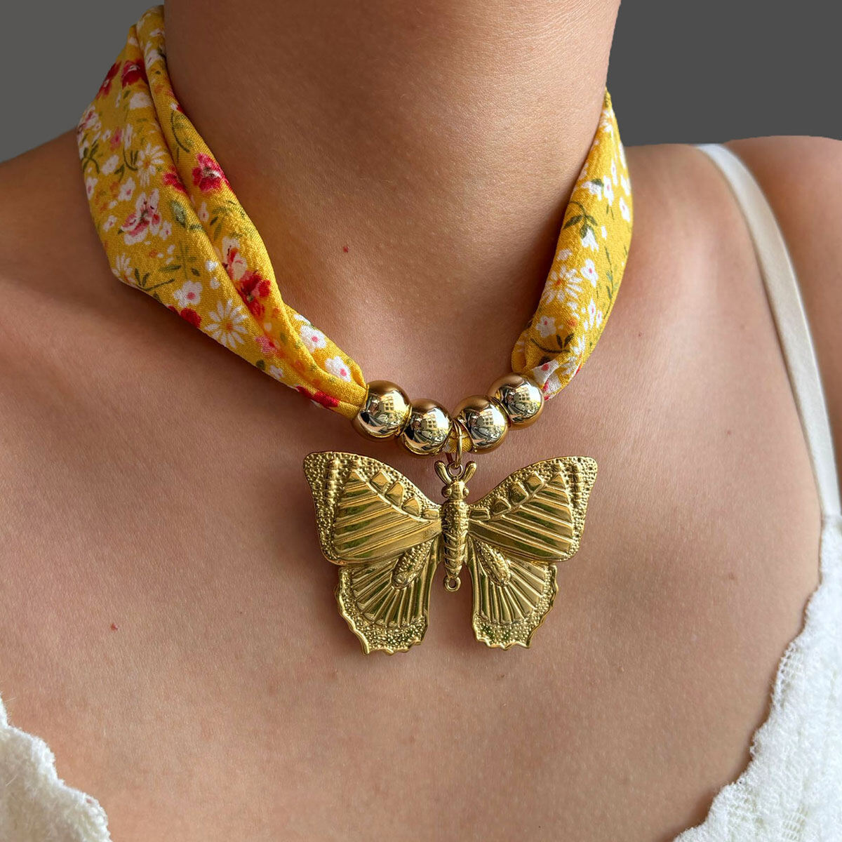 1 Piece Butterfly Stainless Steel Waterproof Gold Color Pendant Necklace