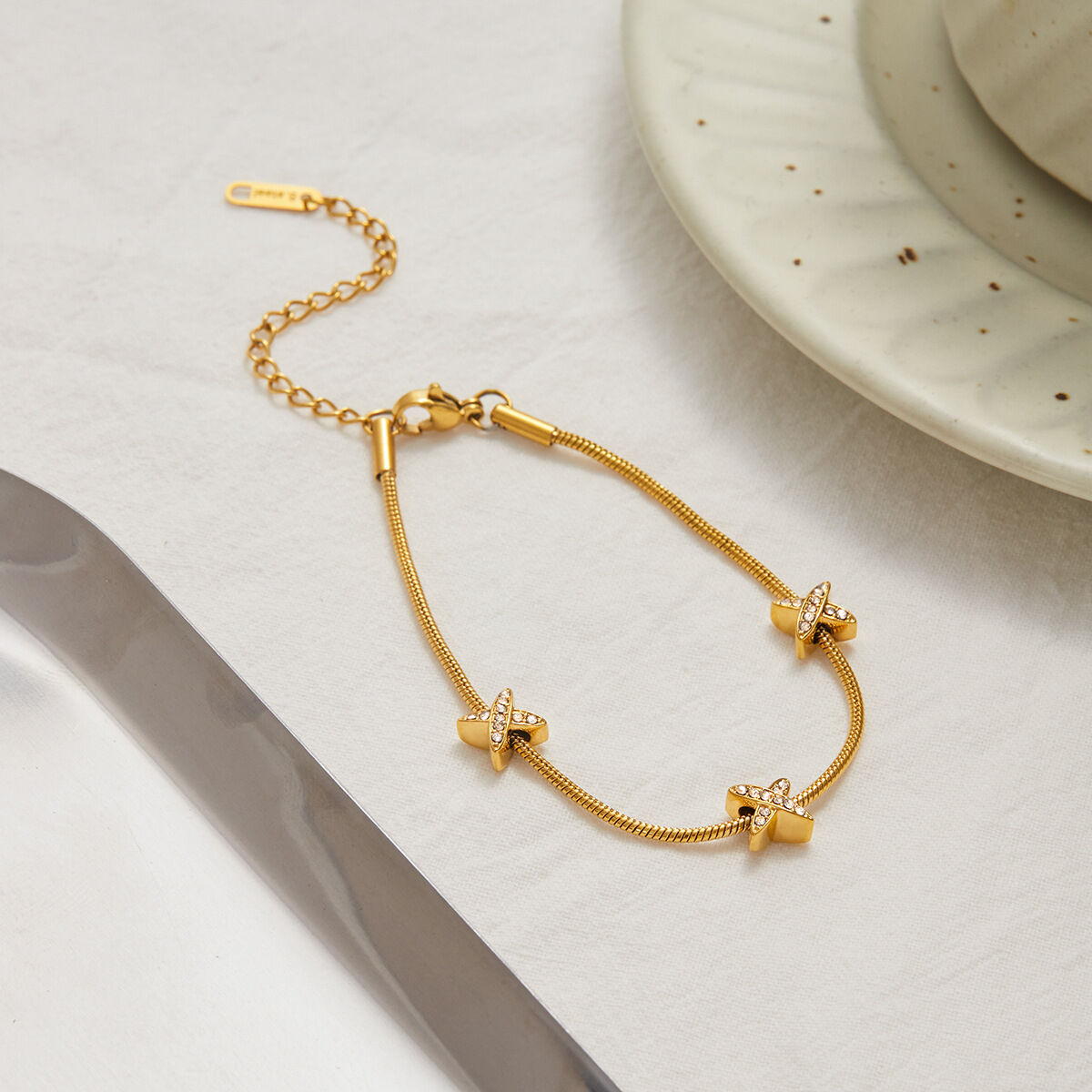 1 Piece Star Stainless Steel Waterproof Gold Color Women's Chain Bracelets h5 Picture5