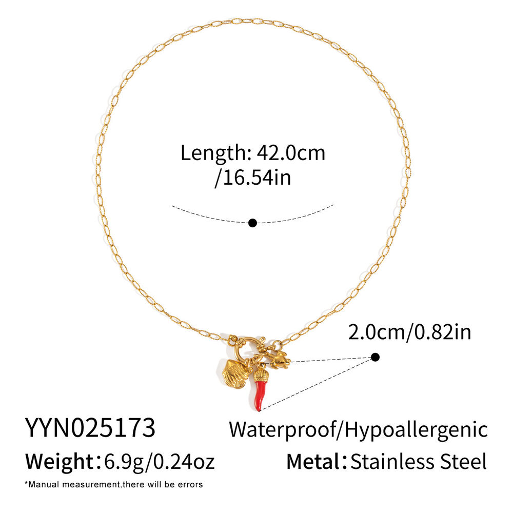 Collana con ciondolo color oro impermeabile in acciaio inossidabile Chill Charm da 1 pezzo