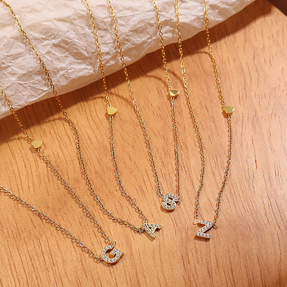 1 Piece Letter Stainless Steel Waterproof Gold Color Pendant Necklace 2