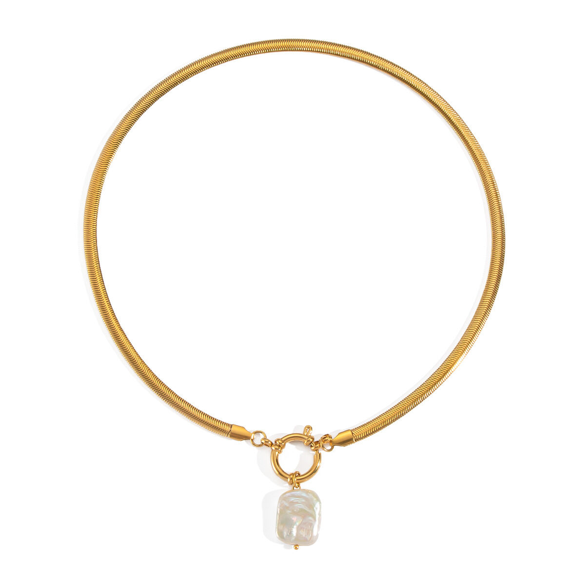1 Piece Stainless Steel Waterproof Gold Color Pearl Pendant Necklace Picture5