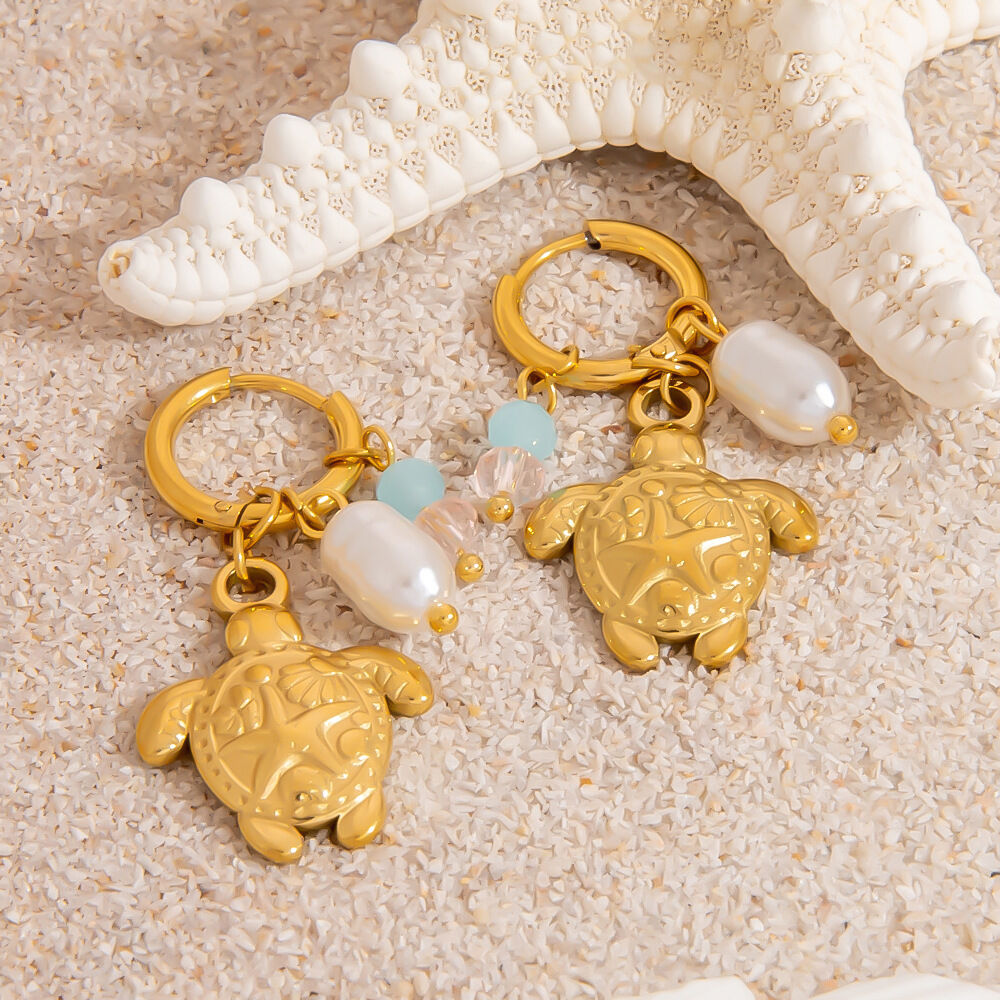 1 Paar wasserdichte Ohrhänger aus Edelstahl in Goldfarbe von Oceanic h5 Bild4