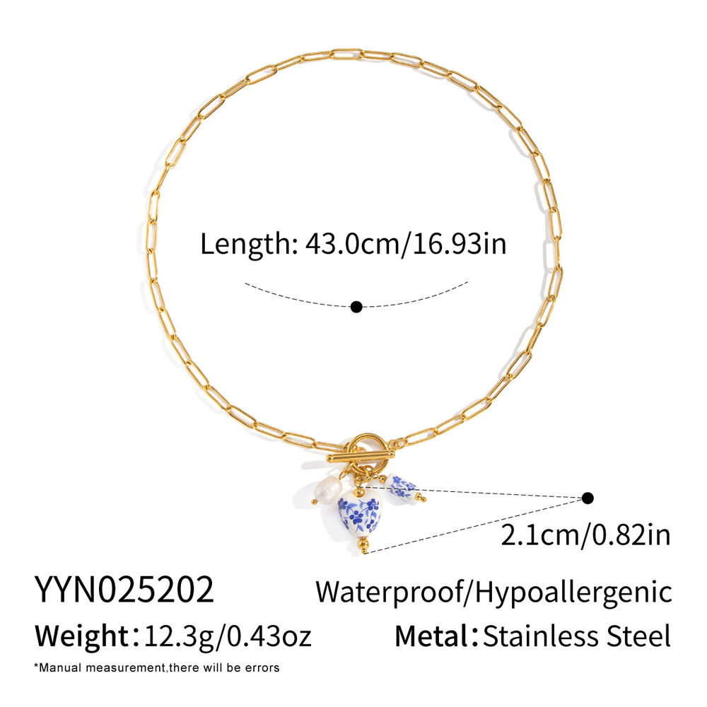 1 Piece Ceramic Flower Stainless Steel Waterproof Gold Color Pendant Necklace