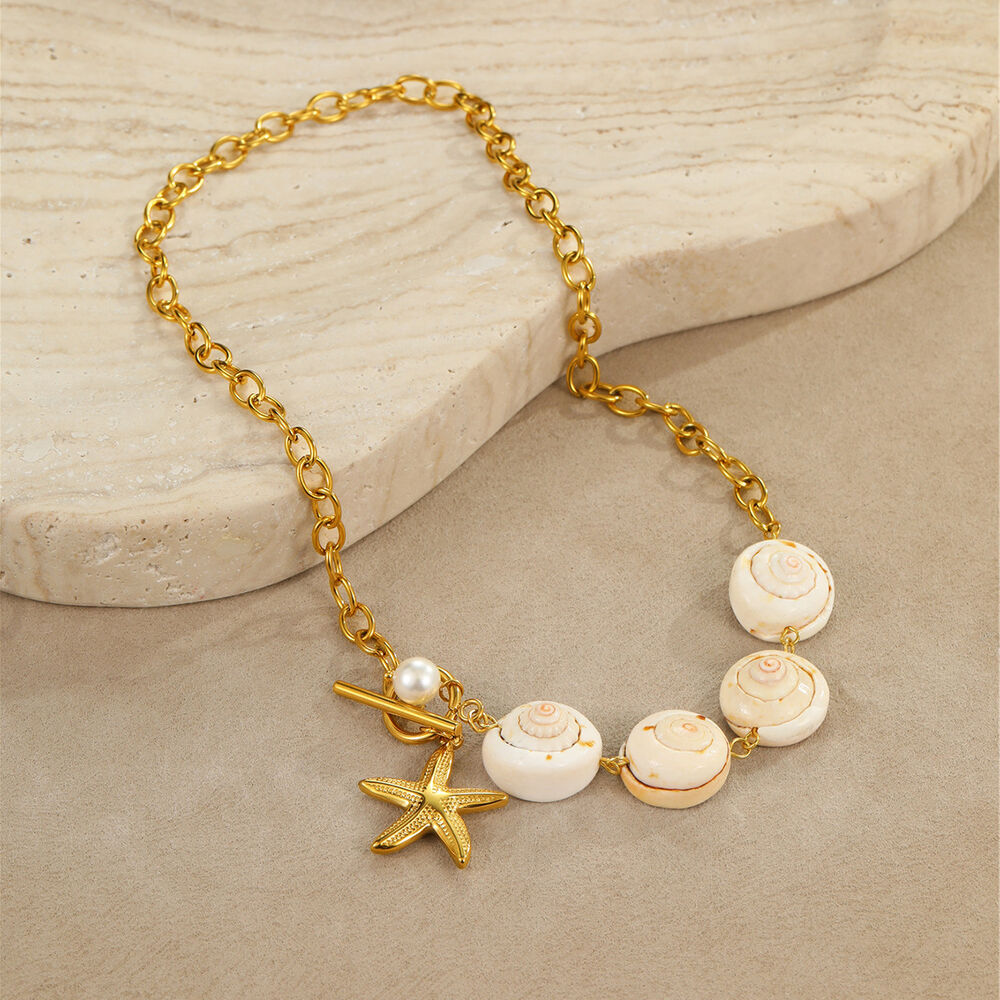 Colliers à pendentif géométriques en acier inoxydable pour femmes, vacances romantiques h5Image3