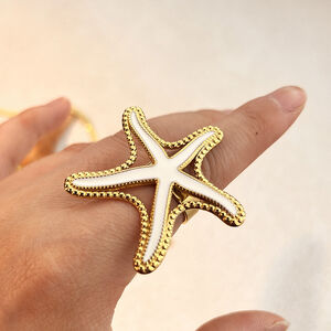 Collana con ciondolo color oro impermeabile in acciaio inossidabile a forma di stella marina, 1 pezzo h5 Immagine3