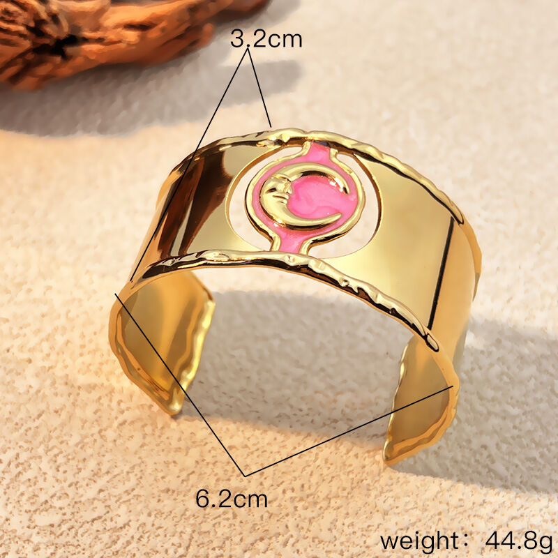 1 Piece Moon Stainless Steel Waterproof Gold Color Bangle h5Picture2