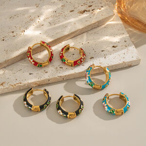1 Pair Romantic Flower Stainless Steel Waterproof Gold Color Hoop Earrings h5 Picture2