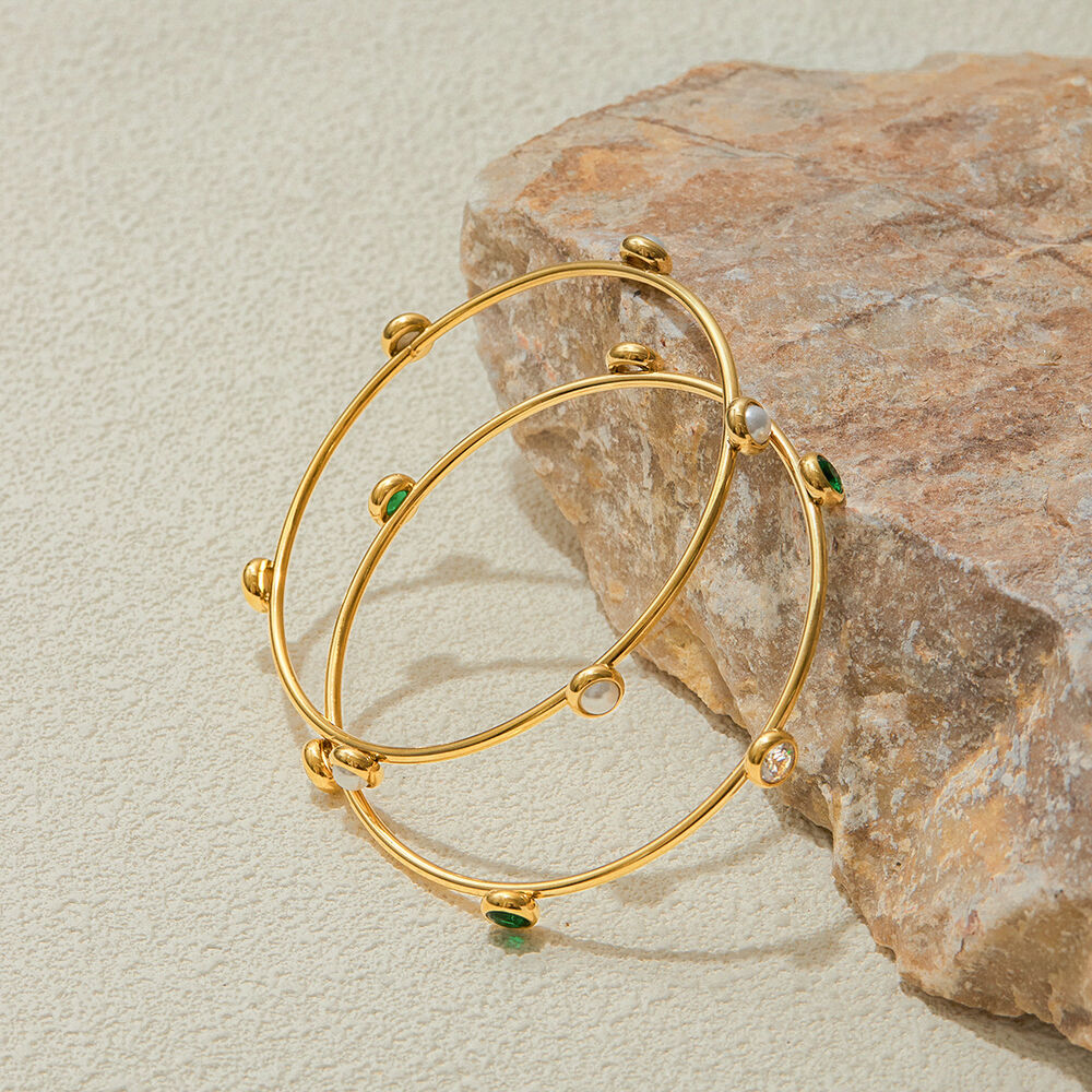 1 Piece Classic Series Retro Geometric Stainless Steel Waterproof Gold Color Women's Bangles Picture5