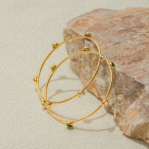1 Piece Classic Series Retro Geometric Stainless Steel Waterproof Gold Color Women's Bangles h5 Picture5