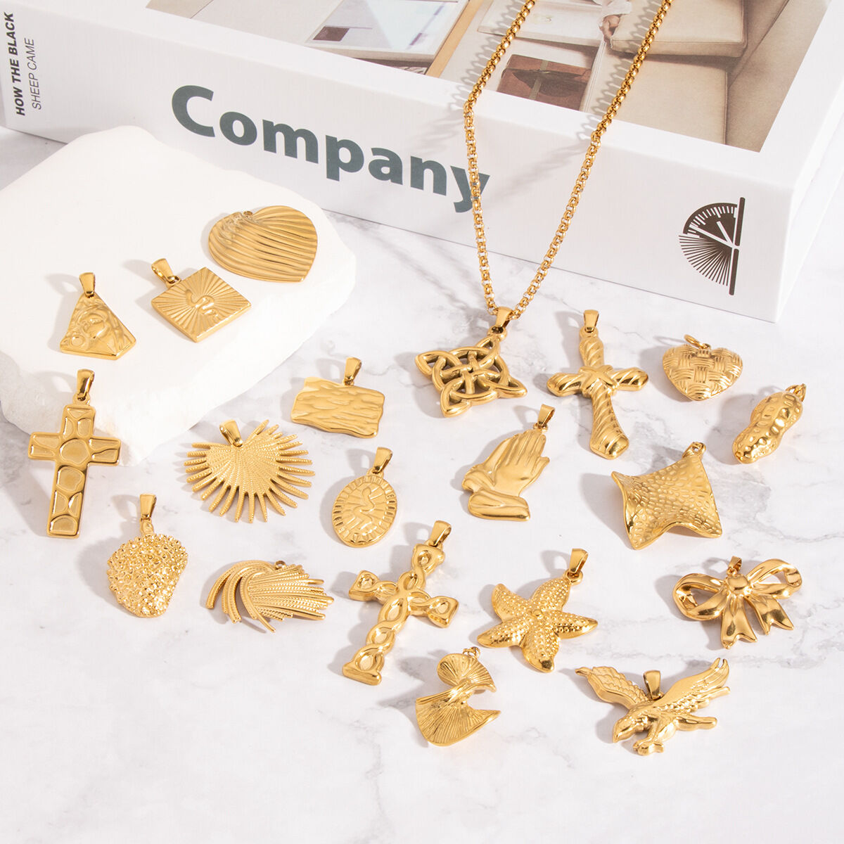 1 Piece Stainless Steel Waterproof Gold Color DIY Pendants 2