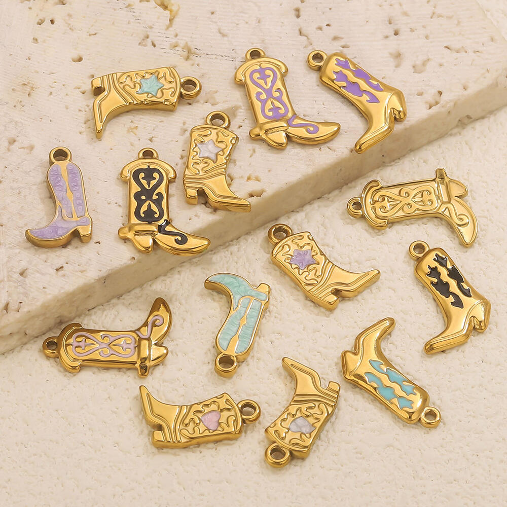 1 Piece DIY Colorful Boot Stainless Steel Waterproof Gold Color Women's Pendants h5Picture3