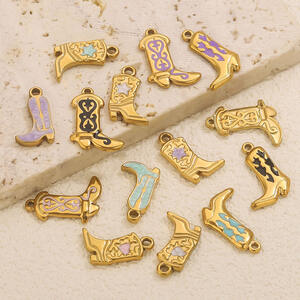 1 Piece DIY Colorful Boot Stainless Steel Waterproof Gold Color Women's Pendants h5 Picture3