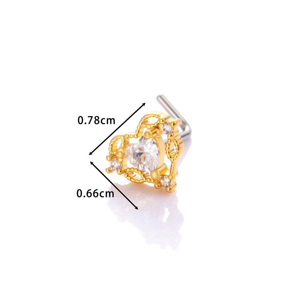 1 Piece Copper Gold Color Zircon Nose Stud h5Picture2