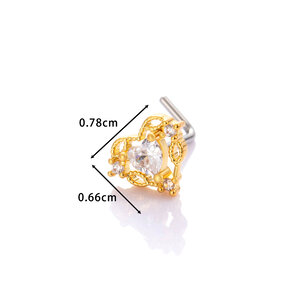 1 Piece Copper Gold Color Zircon Nose Stud h5 Picture2