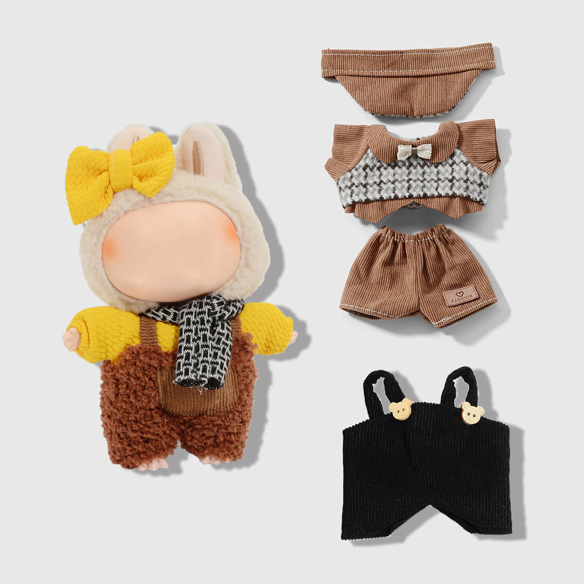 1 juego de ropa de muñeca a cuadros linda