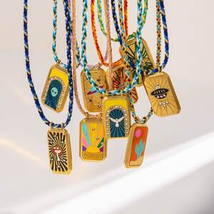 1 stuk retro tarot hanger ketting van roestvrij staal, waterdicht en goudkleurig. h5 Afbeelding5