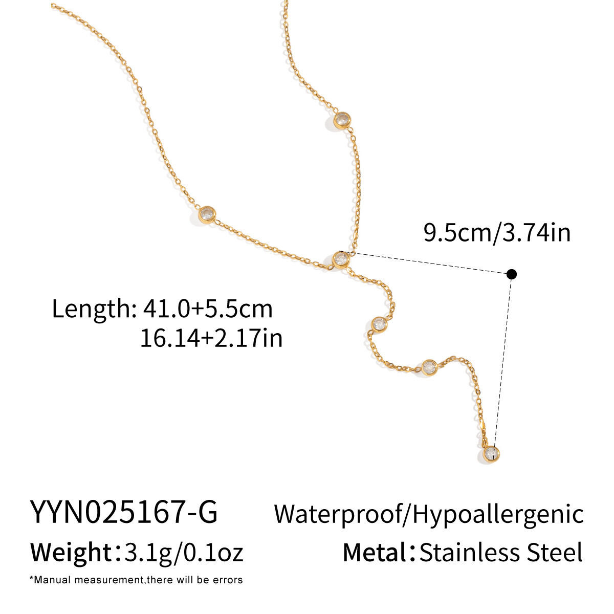 1 Piece Stainless Steel Waterproof Gold Color Pendant Necklace 