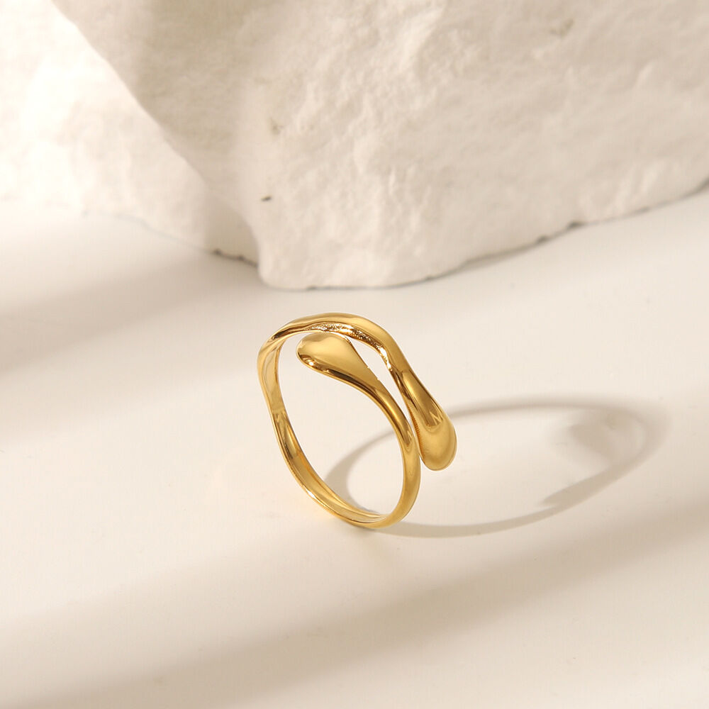 1 Piece Stainless Steel Waterproof Gold Color Minimalist Rings Picture2