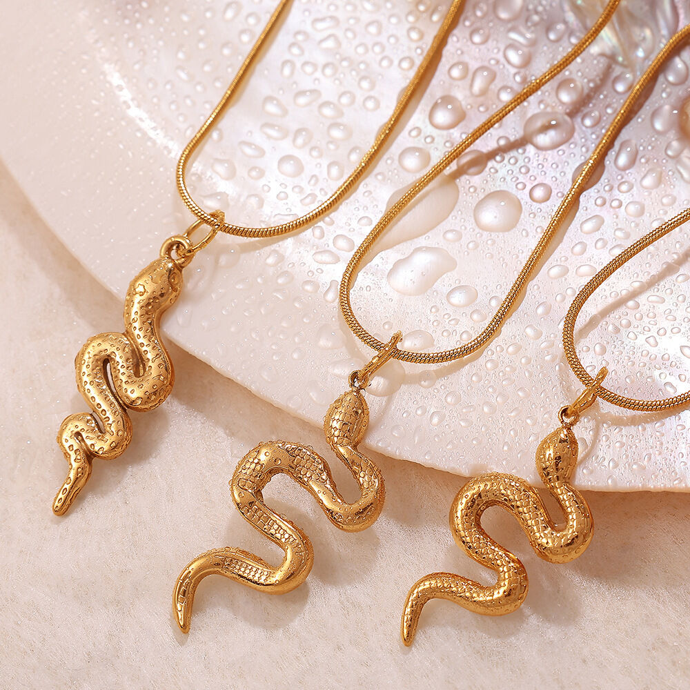 1 Piece Snake Stainless Steel Waterproof Gold Color Pendant h5Picture3