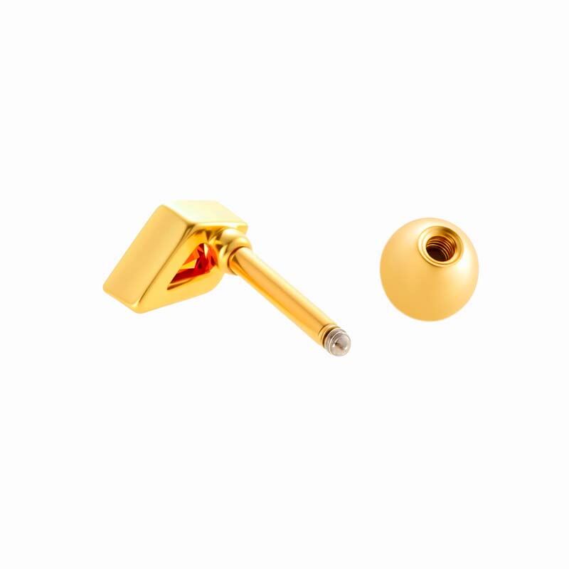 1 Piece Daily Rhombus Copper Gold Color Zircon Women's Piercings Earrings h5 Picture6