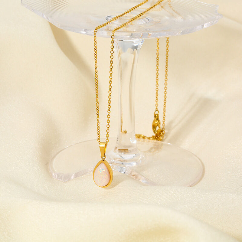 Elegante, tropfenförmige Damen-Halsketten aus wasserdichtem Edelstahl der Simple Series h5Bild4