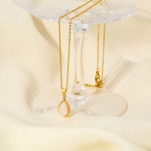Elegante, tropfenförmige Damen-Halsketten aus wasserdichtem Edelstahl der Simple Series h5 Bild4