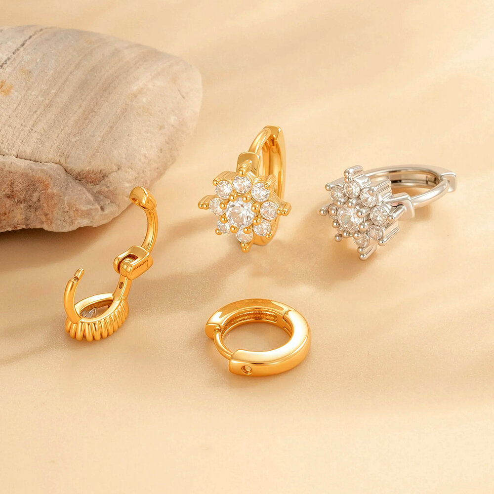 1 stuk Simple Series Simple Heart Koper Goud Kleur Zircon Dames Hoop Oorbellen h5 Afbeelding3