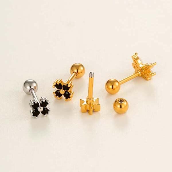 1 Piece Heart Shape Copper Gold Color Zircon Women's Piercings Earrings h5 Picture3